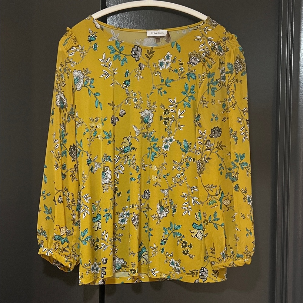 Calvin Klein Mustard Floral Blouse